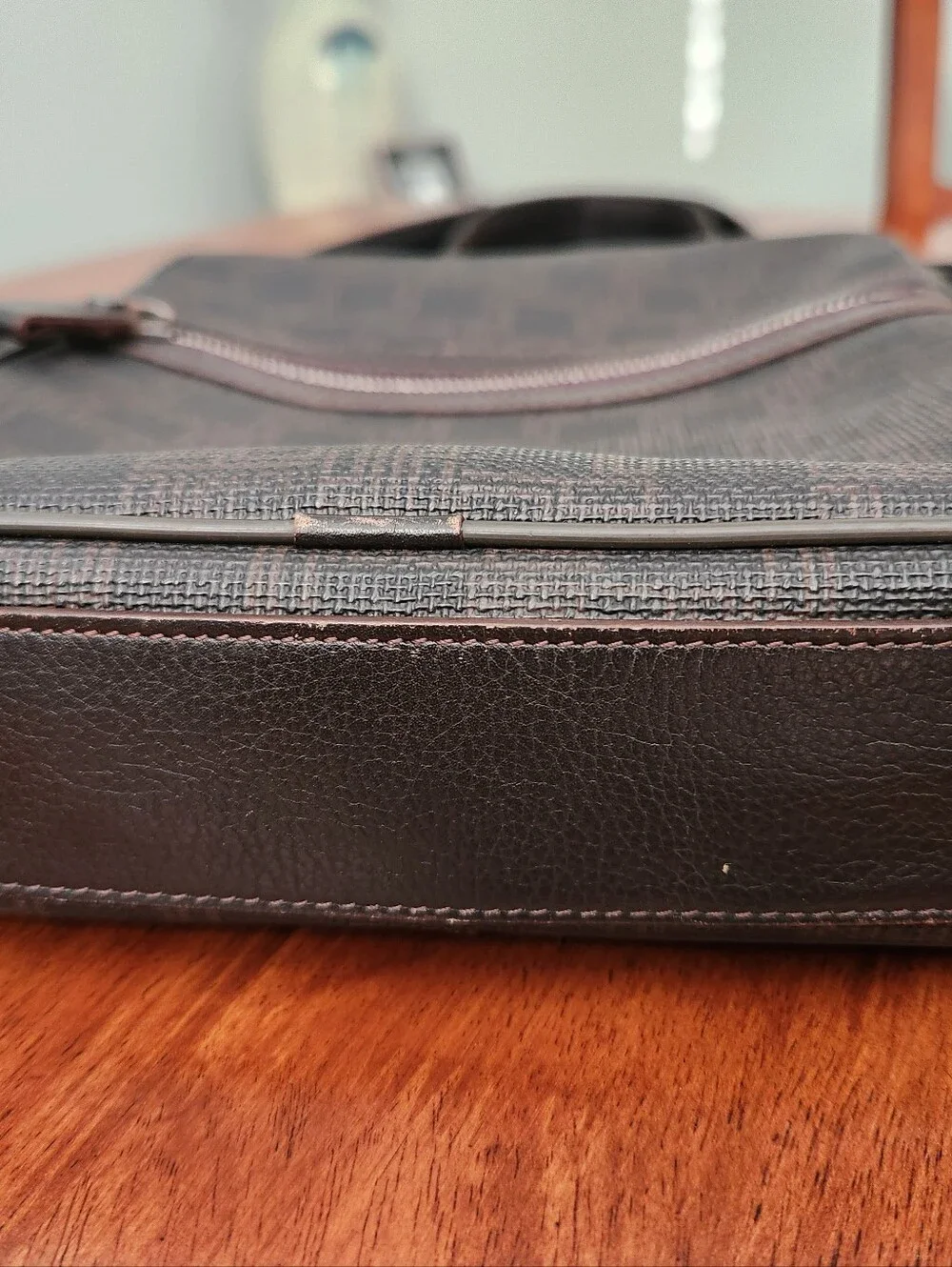 Dunhill Patterned Printed Unisex Adjustable Crossbody Bag-Black Leather Accents